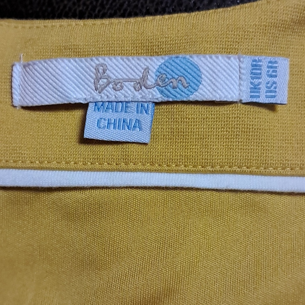 Boden Carolyn Ponte V Neck Dress Saffron Yellow Size 6 A Line Spring - Picture 8 of 10